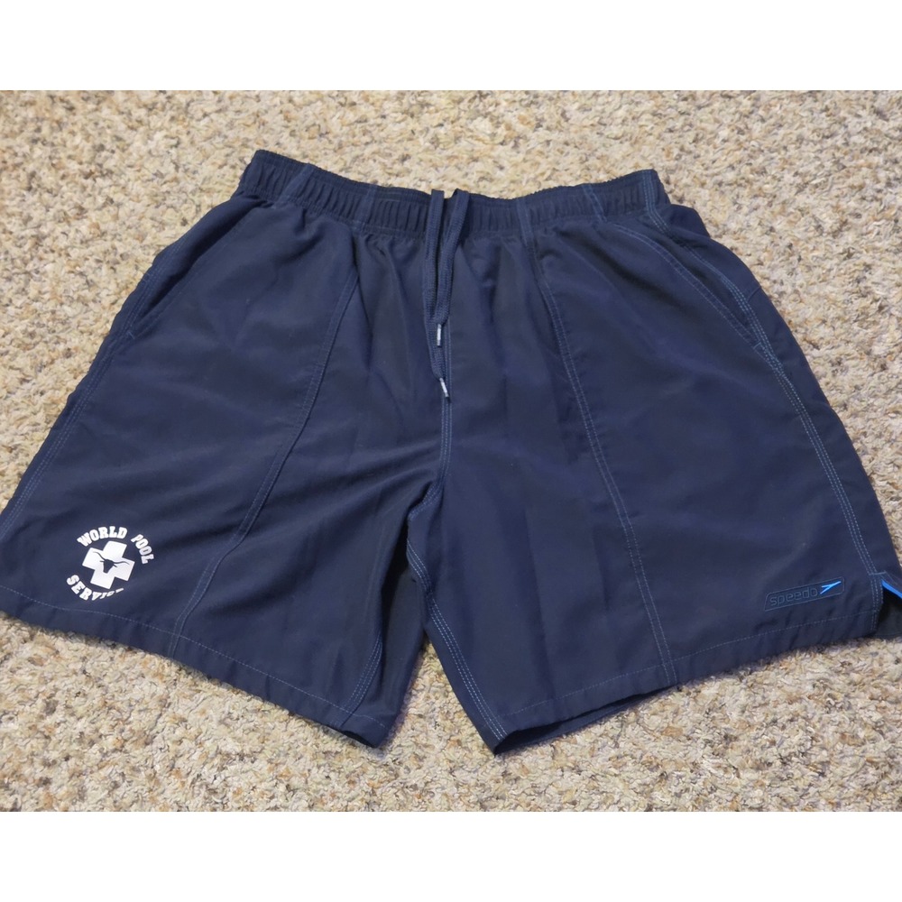 Speedo World Service Logo Swim Trunks Men's Size Large Navy